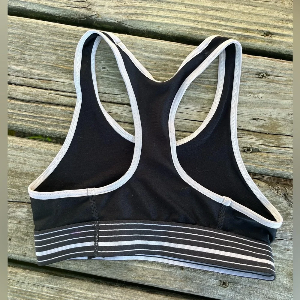 Under Armour Black & White Racerback Girls' Sports Bra with Branded Band